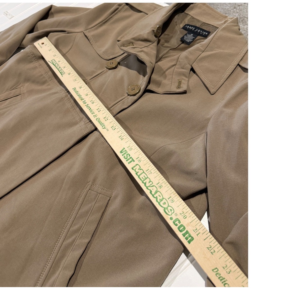 Larry Levine Stretch Tan Khaki Double Breasted Swing Trench Jacket Womens 12 - Picture 5 of 7
